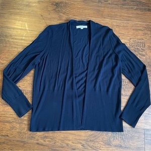 Loft L Cardigan Sweater Navy Blue Open Lightweight Long Sleeve